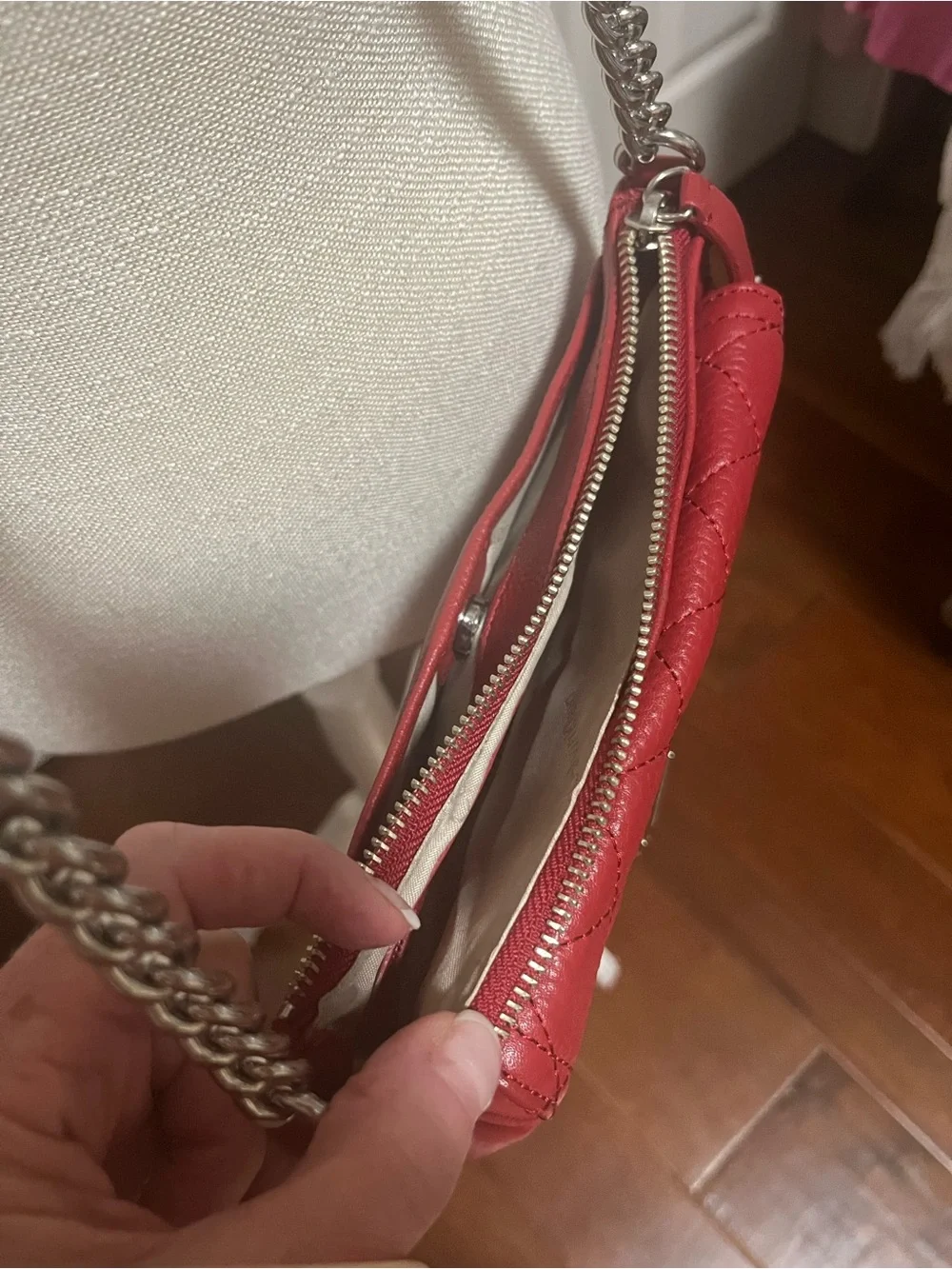 Calvin Klein Red Leather Crossbody Shoulder Bag